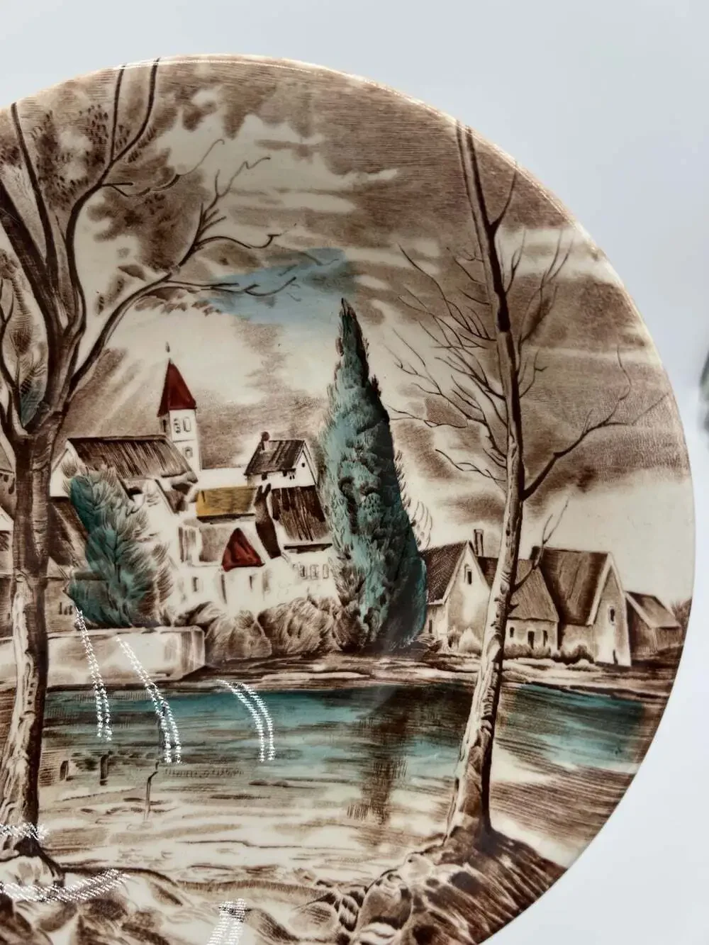 Johnson Brothers Dream Town Serving Bowl 8.25” England Transferware Vintage